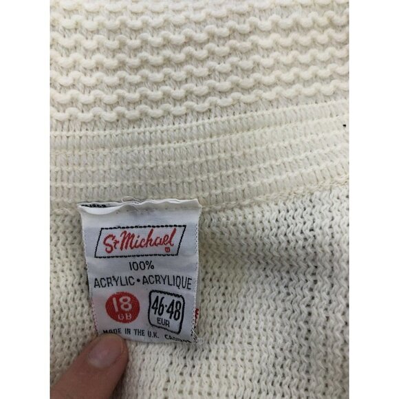 St Michael Cream Button Up Cardigan Women's EU L/XL Knit Acrylic Cable England - Picture 6 of 7